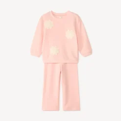 Oversized jogging set met haakbloemen voor babymeisjes