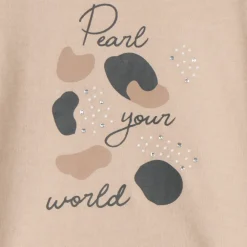 Oversized meisjes T-shirt met lange mouwen en strass.
