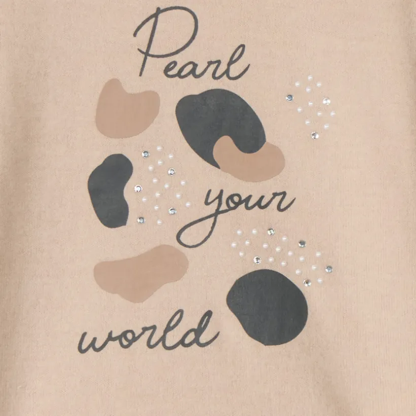 Oversized meisjes T-shirt met lange mouwen en strass.