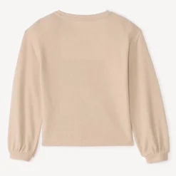 Oversized meisjes T-shirt met lange mouwen en strass.