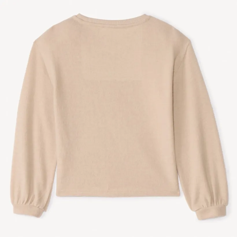 Oversized meisjes T-shirt met lange mouwen en strass.