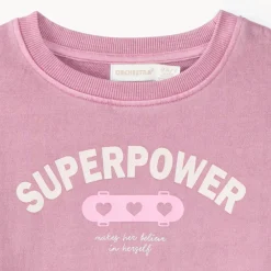 Oversized sweater voor meisje in vervaagd roze
