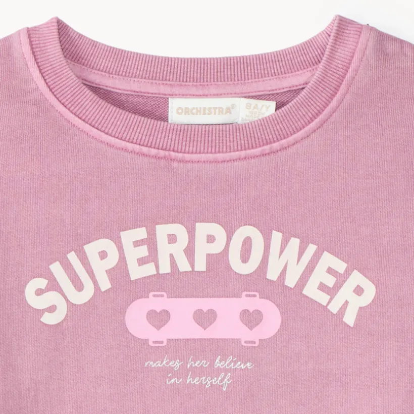 Oversized sweater voor meisje in vervaagd roze