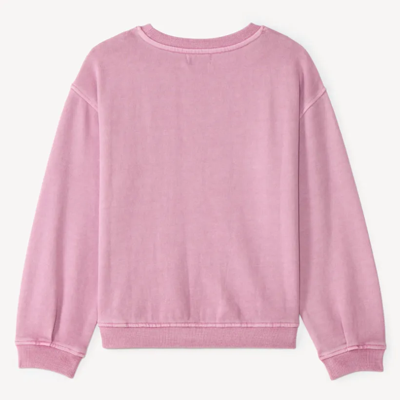 Oversized sweater voor meisje in vervaagd roze