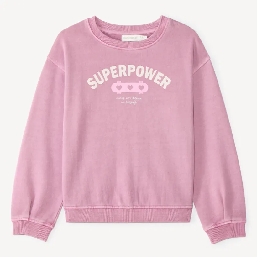 Oversized sweater voor meisje in vervaagd roze