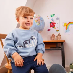 Oversize fleece sweatshirt met print voor babyjongens