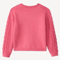 Oversize gebreide kabeltrui effen meisjes