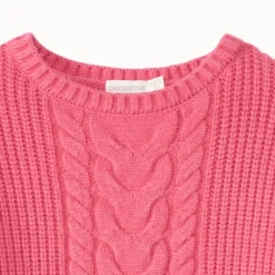 Oversize gebreide kabeltrui effen meisjes