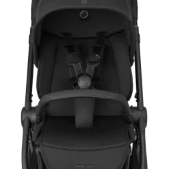 Oxford twillic black all-terrain kinderwagen met omkeerbare zit en kunstleren afwerking