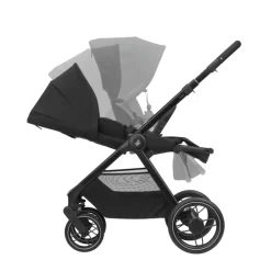 Oxford twillic black all-terrain kinderwagen met omkeerbare zit en kunstleren afwerking