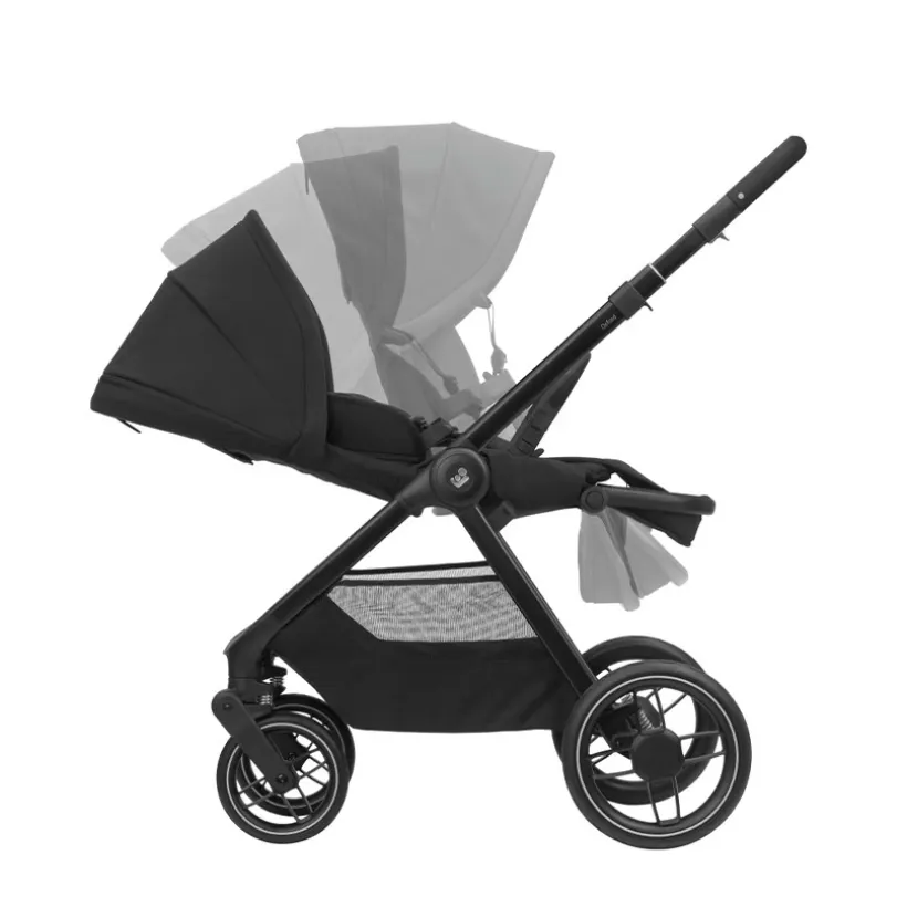 Oxford twillic black all-terrain kinderwagen met omkeerbare zit en kunstleren afwerking