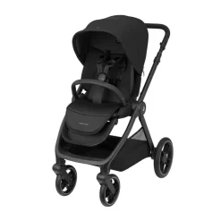 Oxford twillic black all-terrain kinderwagen met omkeerbare zit en kunstleren afwerking