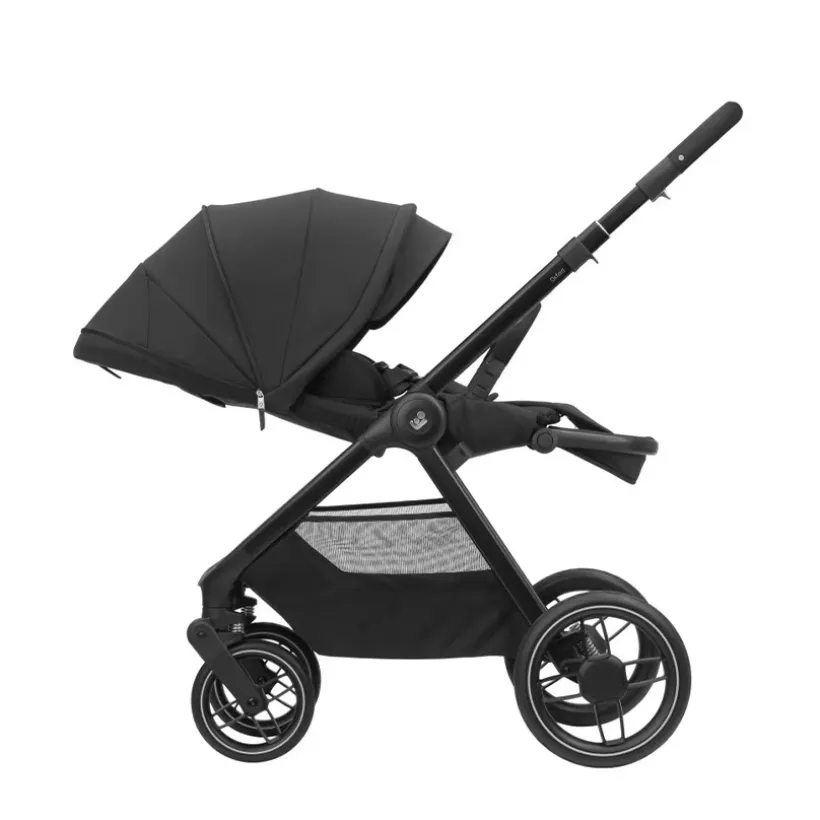 Oxford twillic black all-terrain kinderwagen met omkeerbare zit en kunstleren afwerking