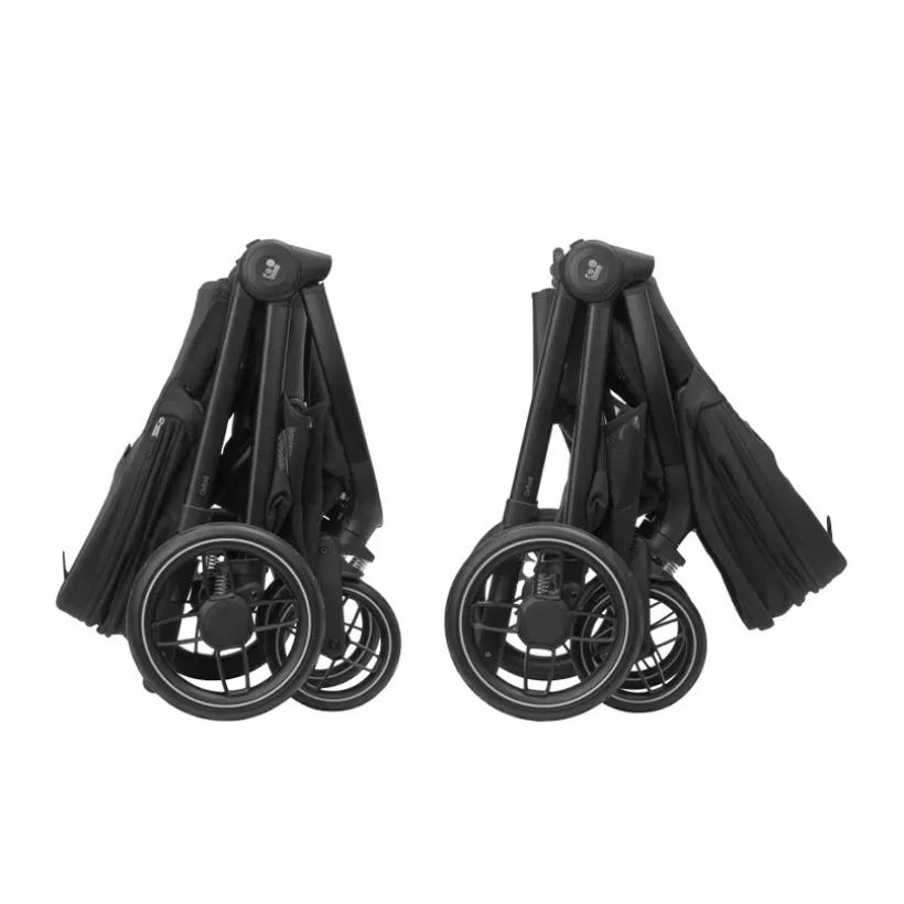Oxford twillic black all-terrain kinderwagen met omkeerbare zit en kunstleren afwerking