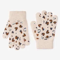 Paar fantasierijke jacquardgebreide handschoenen meisjes