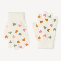 Paar fantasierijke jacquardgebreide handschoenen meisjes