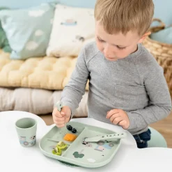 Pack besteksetje eerste maaltijd Tiny Farm Foodie groen met koe- en varkensprint