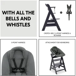 Pack Hoge stoel Alpha evolutief en Newborn Set Plus Dark Grey