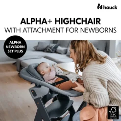 Pack Hoge stoel Alpha evolutief en Newborn Set Plus Dark Grey