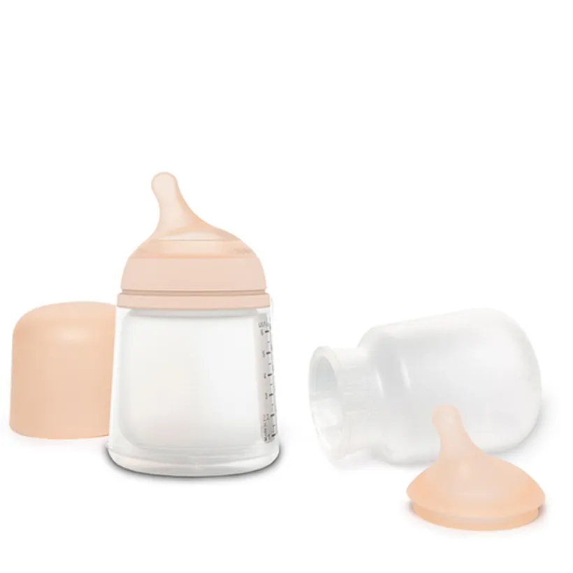 Pack zuigfles Zero.Zero speciaal voor borstvoeding 180 ml roos