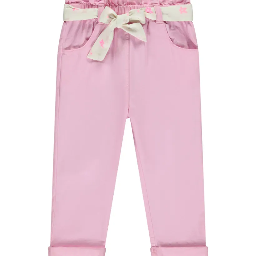 Pantalon van stof met bedrukte riem meisjes