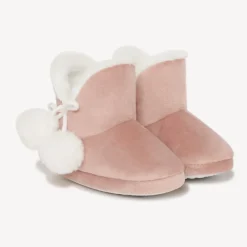 Pantoffellaarsjes van fluweel met nepbontpompons meisjes