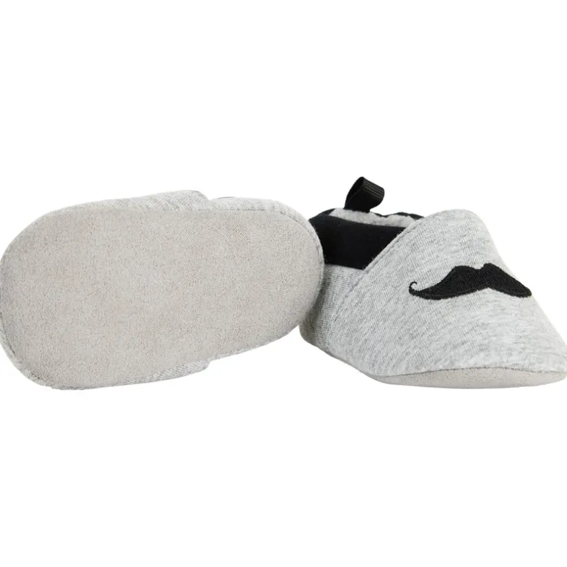 Pantoffels flexibele met borduursel van een snor voor baby jongens