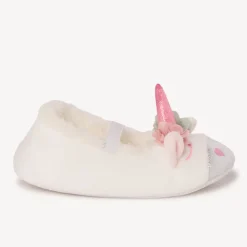 Pantoffels met elastisch bandje en eenhoornkop voor babymeisje