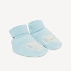 Pantoffels met olifantenpatch in fluweel voor babyjongens