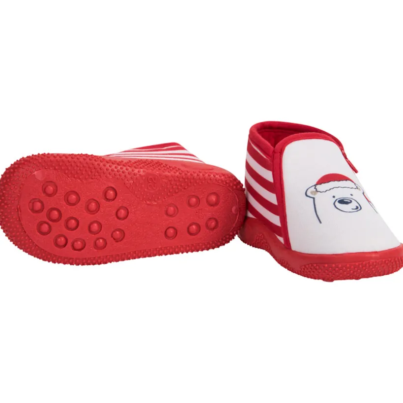 Pantoffels met strepen en kerstbeer voor baby's