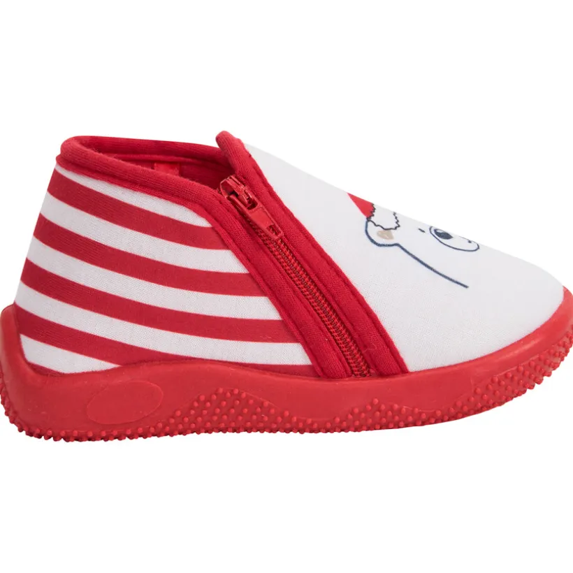 Pantoffels met strepen en kerstbeer voor baby's