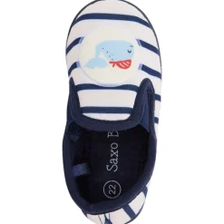 Pantoffels met strepen en walvispatch voor jongen