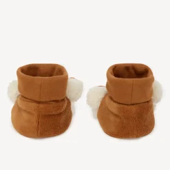Pantoffels van fluweel met beertje motief voor baby