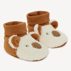 Pantoffels van fluweel met beertje motief voor baby