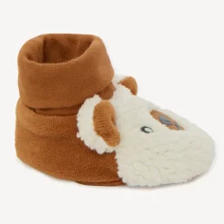 Pantoffels van fluweel met beertje motief voor baby