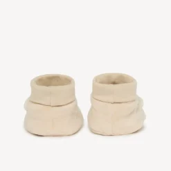 Pantoffels van fluweel met speelse beer voor baby