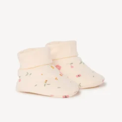 Pantoffels van jersey met bloemenprint voor babymeisje