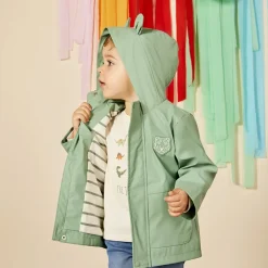 Parka gom met speelse tijgerkap voor baby jongen