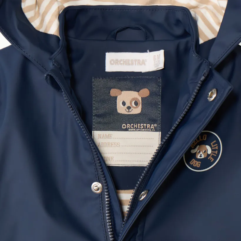 Parka marineblauw met kap en speelse oren voor babyjongens