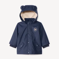 Parka marineblauw met kap en speelse oren voor babyjongens