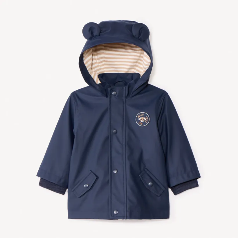 Parka marineblauw met kap en speelse oren voor babyjongens