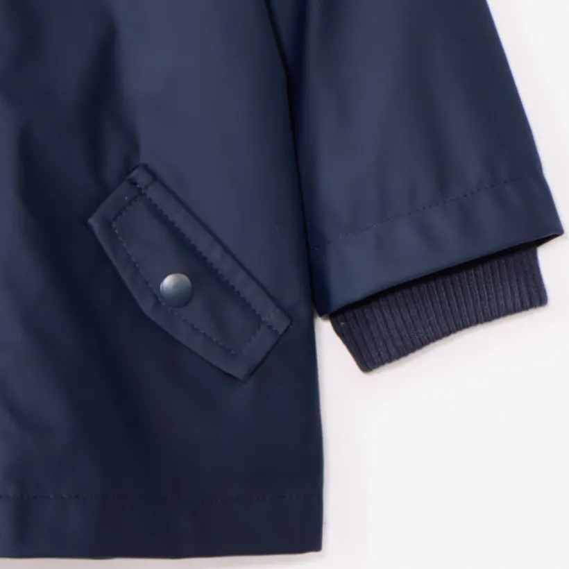 Parka marineblauw met kap en speelse oren voor babyjongens