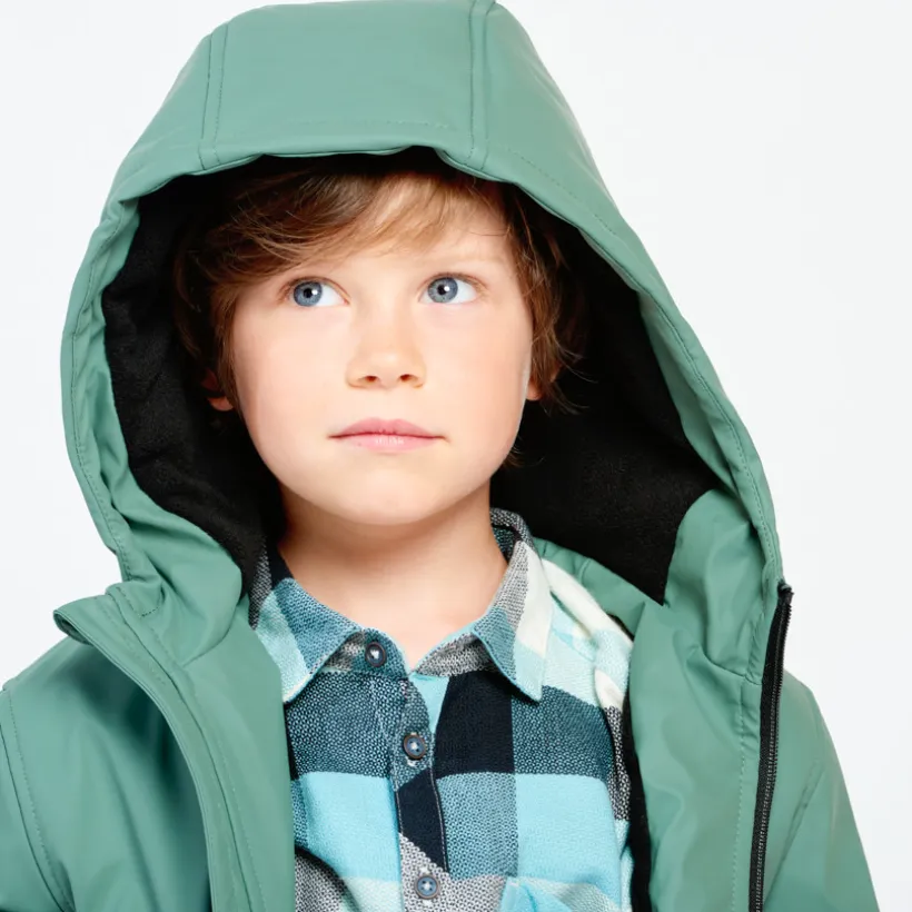 Parka met capuchon en rubber en micropolaire voering jongens
