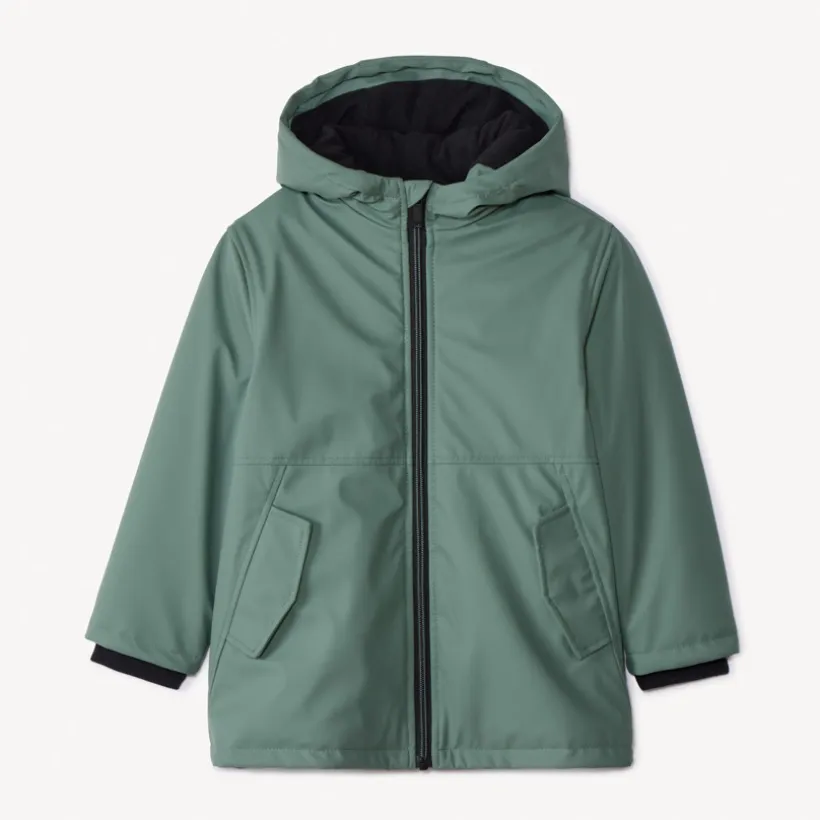 Parka met capuchon en rubber en micropolaire voering jongens