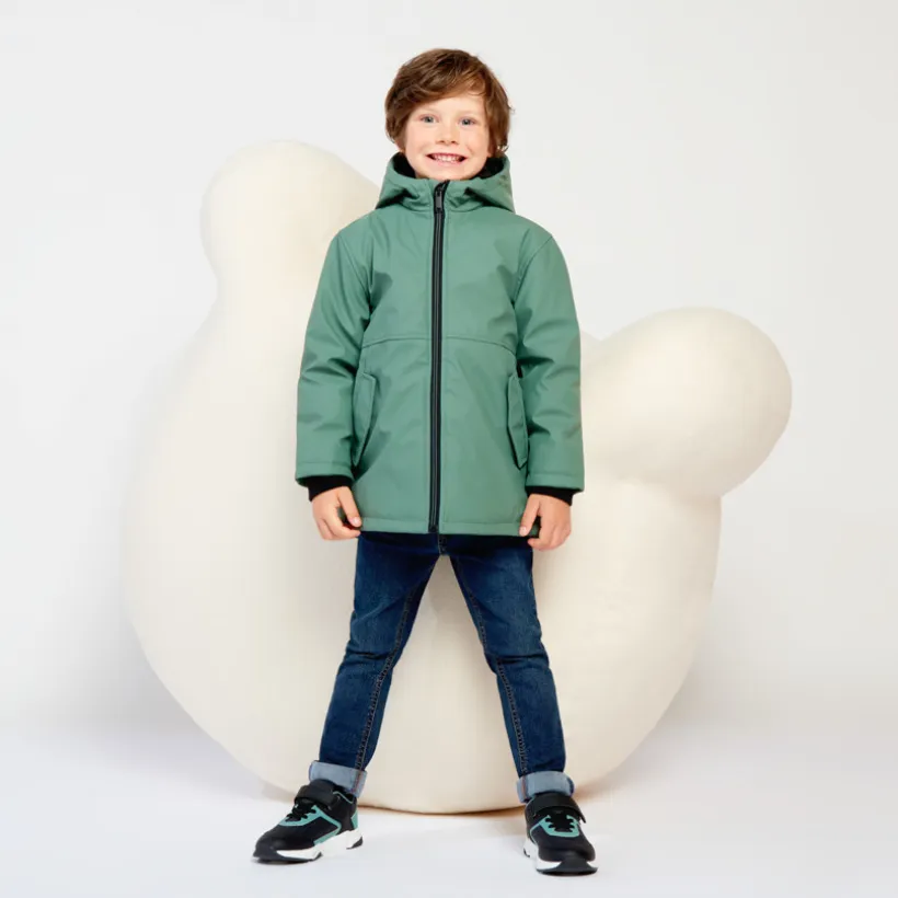 Parka met capuchon en rubber en micropolaire voering jongens