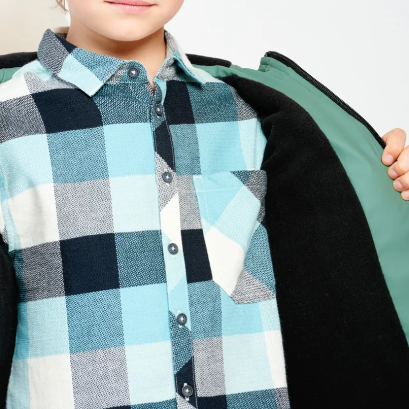Parka met capuchon en rubber en micropolaire voering jongens
