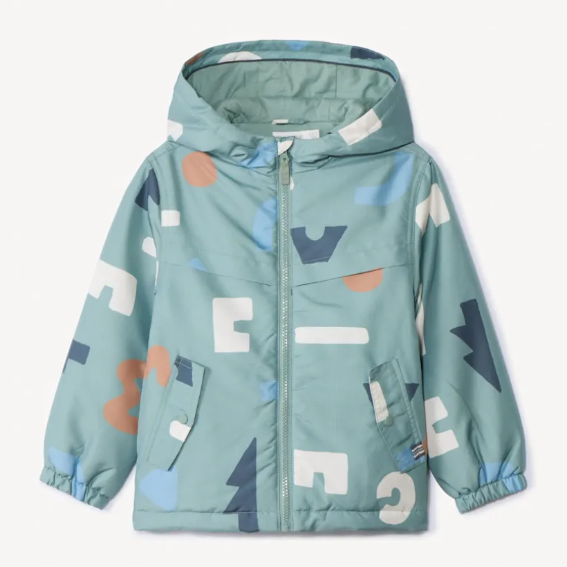 Parka met kap en arty print jongens