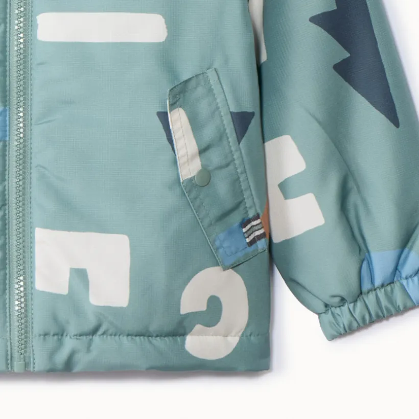 Parka met kap en arty print jongens