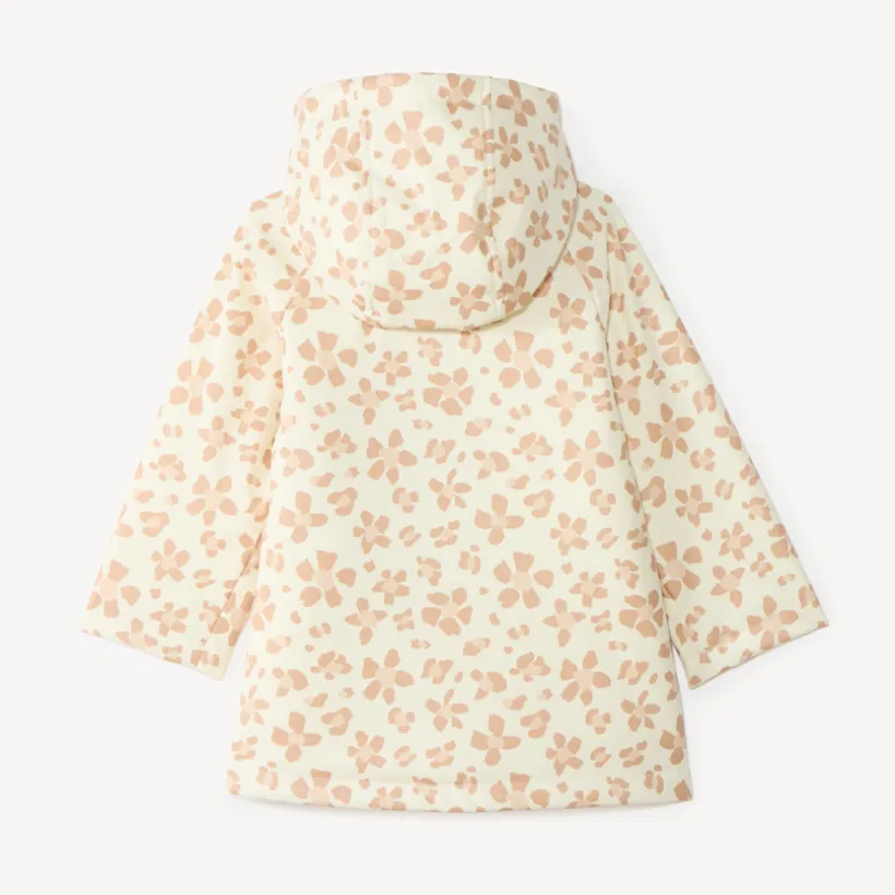 Parka rubber baby girl met capuchon en luipaardprint