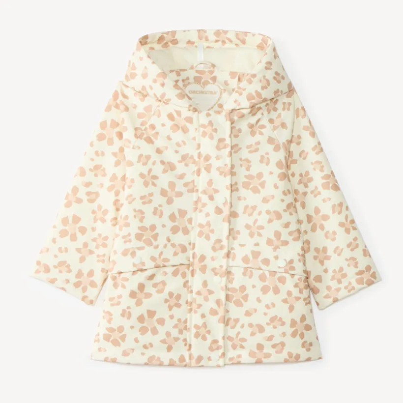 Parka rubber baby girl met capuchon en luipaardprint
